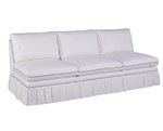 Magnolia Sofa Version 3 shown in fabric F1360-Ivory with cw F1384-Blue and finish 5540 Classic Swiss with minimal chain distressing and low sheen.
